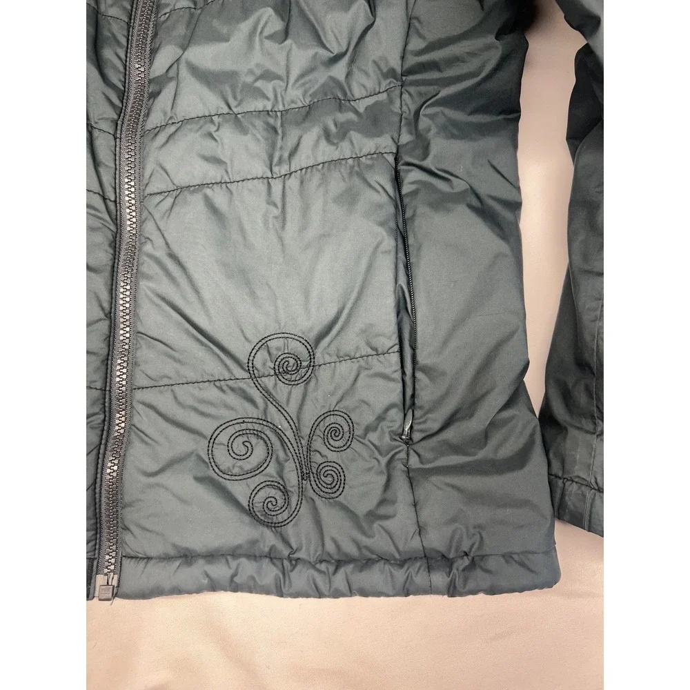Vintage Columbia Interchange Puffer Jacket Women's M Black Sm Embroidered Swirls - Picture 5 of 16